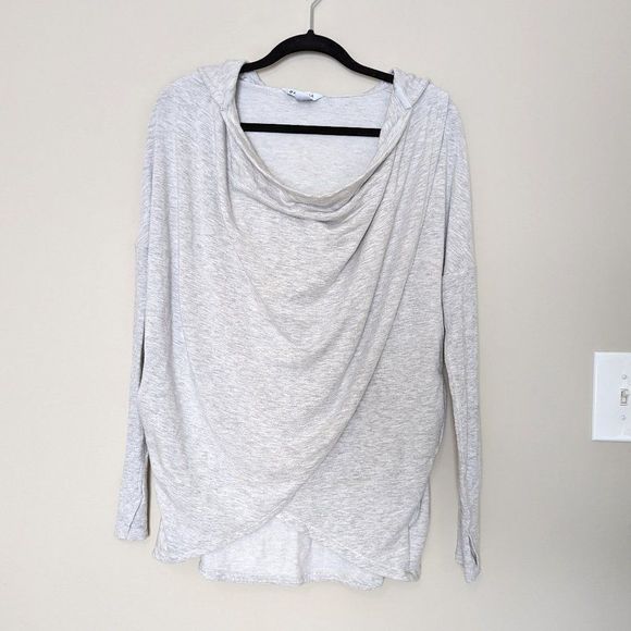 Athleta Tops - Athleta Light Gray Surplice Front Tunic Length Hooded Sweatshirt Women's Size XS